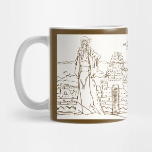 Mysterious Ruins, Airship, and Woman Mug